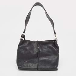 Furla Black Leather Ring Handle Baguette Bag