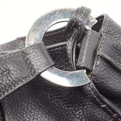 Furla Black Leather Ring Handle Baguette Bag
