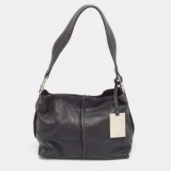 Furla Black Leather Ring Handle Baguette Bag