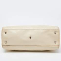 Furla Cream Leather Twist Lock Tote