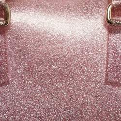 Furla Pink Glitter Rubber Medium Candy Satchel