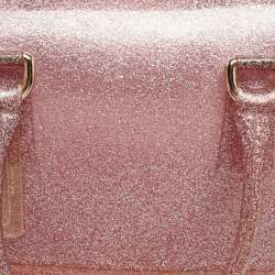 Furla Pink Glitter Rubber Medium Candy Satchel