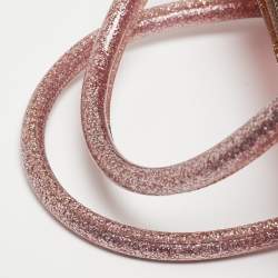 Furla Pink Glitter Rubber Medium Candy Satchel