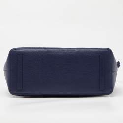 Pre Owned Furla Navy Blue Leather Top Zip Satchel