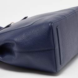 Pre Owned Furla Navy Blue Leather Top Zip Satchel