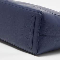 Pre Owned Furla Navy Blue Leather Top Zip Satchel