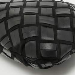 Furla Black Woven Leather and Suede Essentials Clutch