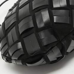 Furla Black Woven Leather and Suede Essentials Clutch