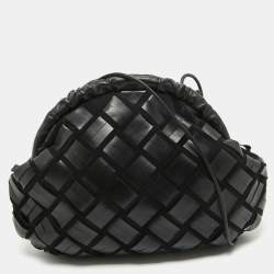 Furla Black Woven Leather and Suede Essentials Clutch