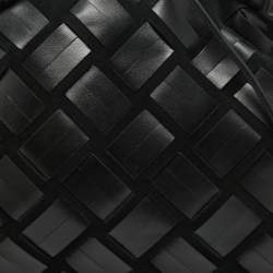 Furla Black Woven Leather and Suede Essentials Clutch