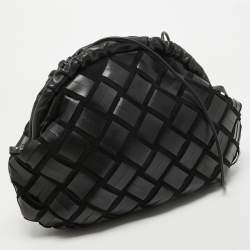 Furla Black Woven Leather and Suede Essentials Clutch