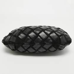 Furla Black Woven Leather and Suede Essentials Clutch