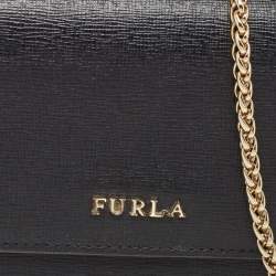 Furla Black Leather Babylon Wallet on Chain 