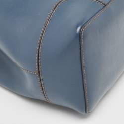 Furla Navy Blue Leather Stacy Drawstring Bucket Bag