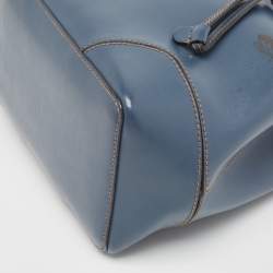 Furla Navy Blue Leather Stacy Drawstring Bucket Bag