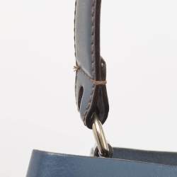 Furla Navy Blue Leather Stacy Drawstring Bucket Bag