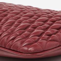 Pre Owned Furla Red Matelassé Leather Zip Clutch
