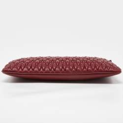 Pre Owned Furla Red Matelassé Leather Zip Clutch