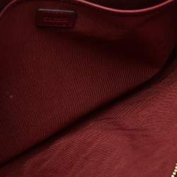 Pre Owned Furla Red Matelassé Leather Zip Clutch