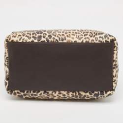Furla Dark Brown/Beige Rubber and Leopard Print Leather Medium Candy Satchel