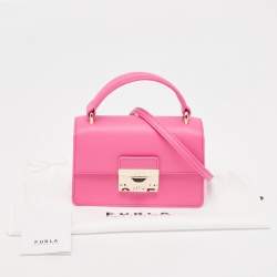 Furla Pink Leather Micro Venere Top Handle Bag