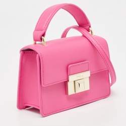 Furla Pink Leather Micro Venere Top Handle Bag