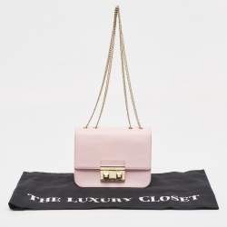 Pre Owned Furla Light Pink Leather Bella Chain Shoulder Bag