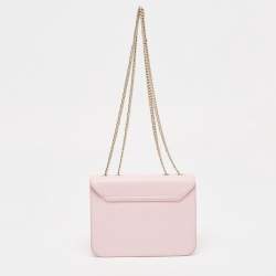 Pre Owned Furla Light Pink Leather Bella Chain Shoulder Bag