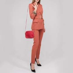 Pre Owned Furla Red Leather Lilli Camera Crossbody Bag