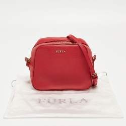 Pre Owned Furla Red Leather Lilli Camera Crossbody Bag