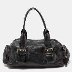 مملوكة مسبقًا Furla Black Leather Buckle Satchel