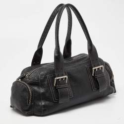 مملوكة مسبقًا Furla Black Leather Buckle Satchel