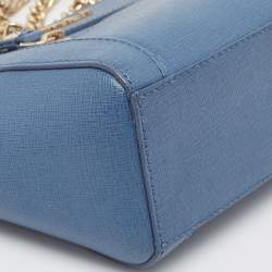 Furla Blue Leather Mini Ginevra Crossbody Bag