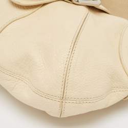 Furla Cream Leather Buckle Flap Hobo