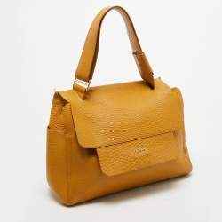 Pre Owned Furla Mustard Leather Medium Capriccio Top Handle Bag