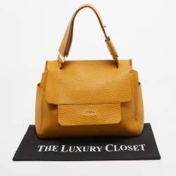 Pre Owned Furla Mustard Leather Medium Capriccio Top Handle Bag