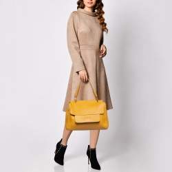 Pre Owned Furla Mustard Leather Medium Capriccio Top Handle Bag