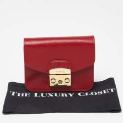 Furla Red Leather Mini Metropolis Crossbody Bag