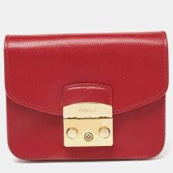 Furla Red Leather Mini Metropolis Crossbody Bag