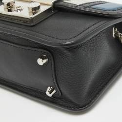 Pre Owned Furla Black/Silver Leather Metropolis Shoulder Bag