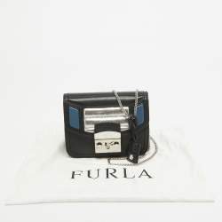 Pre Owned Furla Black/Silver Leather Metropolis Shoulder Bag