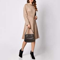 Pre Owned Furla Dark Brown Ostrich Leather Greta Bag