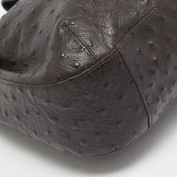Pre Owned Furla Dark Brown Ostrich Leather Greta Bag