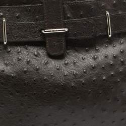 Pre Owned Furla Dark Brown Ostrich Leather Greta Bag