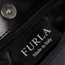 Pre Owned Furla Black/Cream Leather Bag
