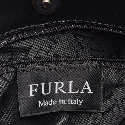 Pre Owned Furla Black/Cream Leather Bag