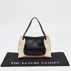 Pre Owned Furla Black/Cream Leather Bag