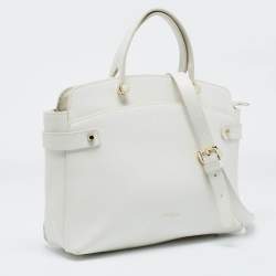 Pre Owned Furla White Leather Medium Agata Satchel