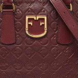 Pre Owned Furla Burgundy Leather Dome Satchel