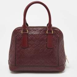 Pre Owned Furla Burgundy Leather Dome Satchel